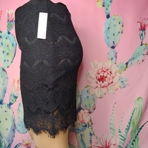 NWT 《 Elle 》 Fancy Event Sexy Bodycon Black Eyelash Lace Lined Pencil Skirt 14